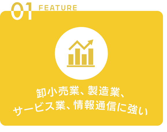 卸小売業、製造業、 サービス業、 情報通信に強い